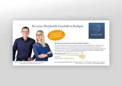 Anzeigengestaltung für Hörgeräte Schmidt & Keller GmbH in Stuttgart